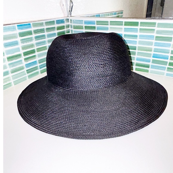NWOT ERIC JAVITZ Hampton in Original Black Squishee Packable Straw Hat 4” Brim - Picture 7 of 14